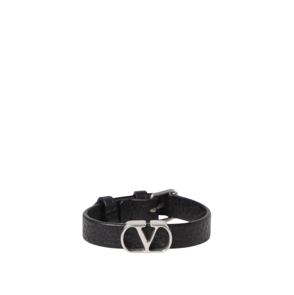Textured Leather Bracelet with Metal Buckle