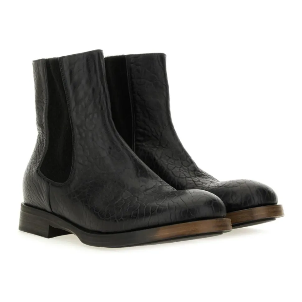 Textured Leather Chelsea Boots