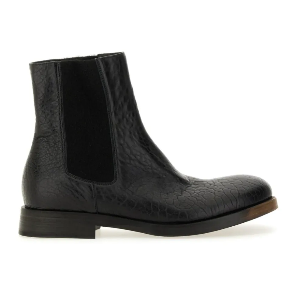 Textured Leather Chelsea Boots