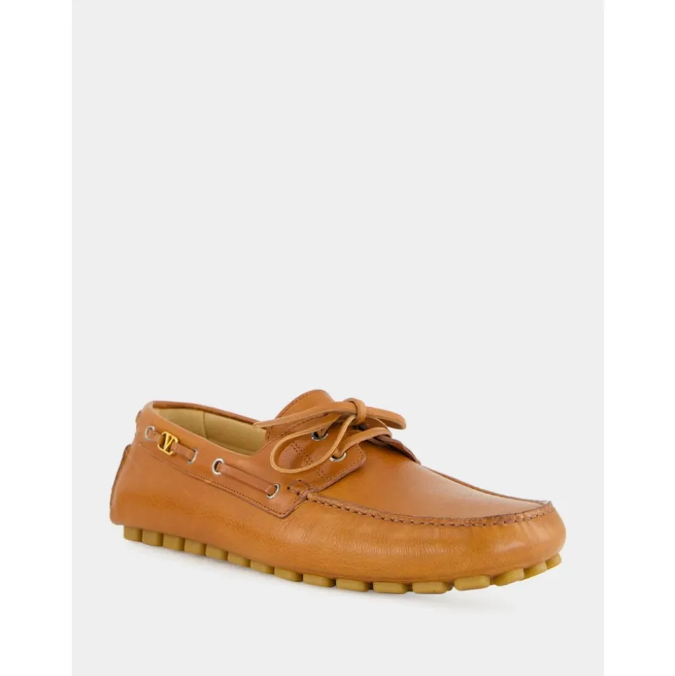 Tobacco Leather Boat Shoe Loafer