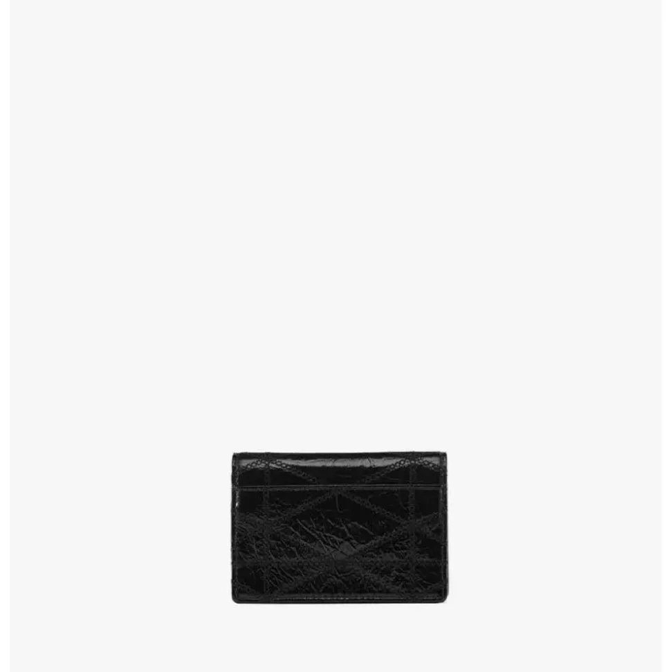 Travia Quilted Card Wallet in Crushed Leather