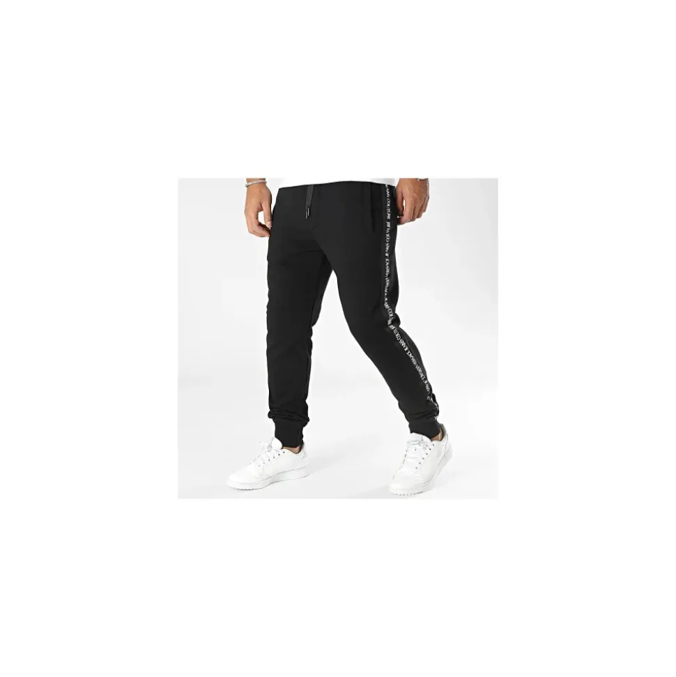 Trendy Tape Jogging Pants Black