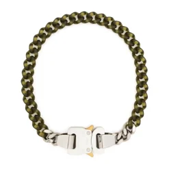 Two-tone nylon and metal necklace