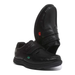 Velcro Strap Leather Shoes Black