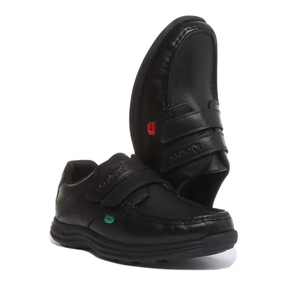 Velcro Strap Leather Shoes Black