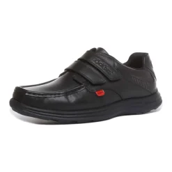 Velcro Strap Leather Shoes Black