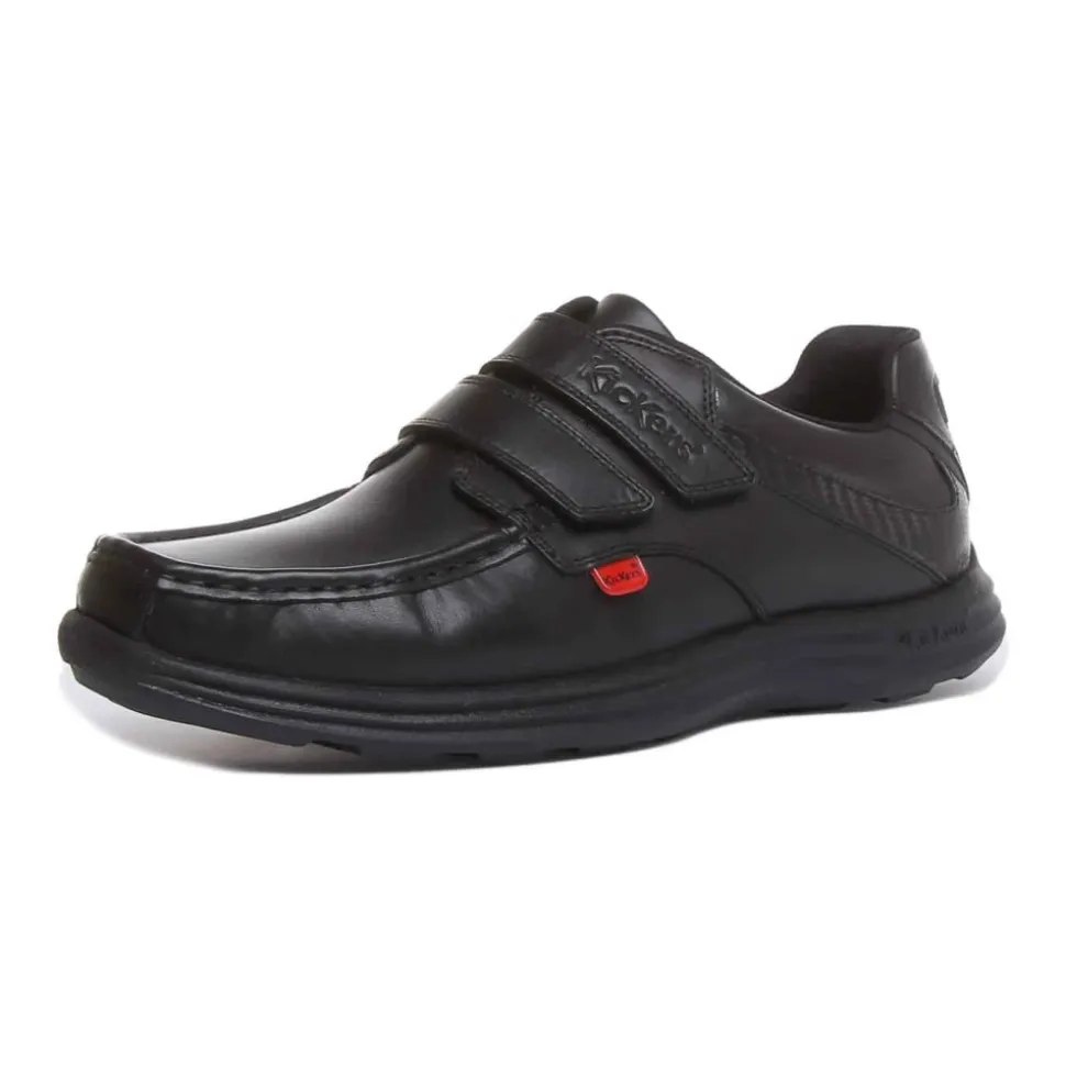 Velcro Strap Leather Shoes Black