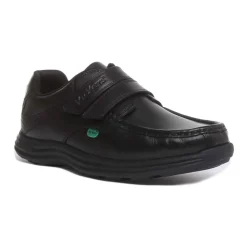 Velcro Strap Leather Shoes Black