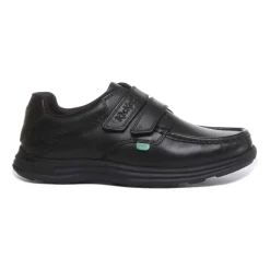 Velcro Strap Leather Shoes Black
