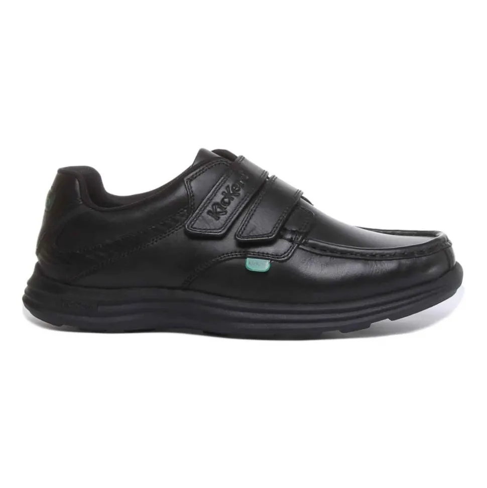 Velcro Strap Leather Shoes Black