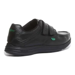 Velcro Strap Leather Shoes Black
