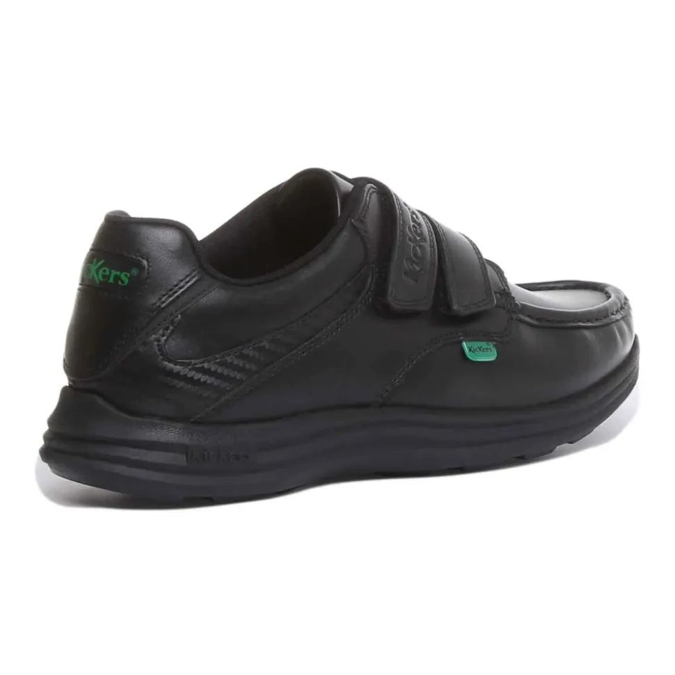 Velcro Strap Leather Shoes Black
