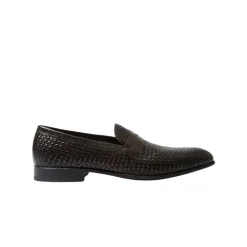 Vintage Brown Woven Calfskin Loafers