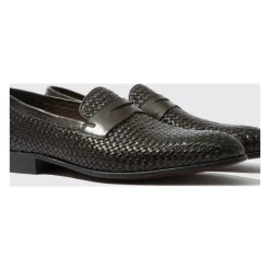 Vintage Brown Woven Calfskin Loafers