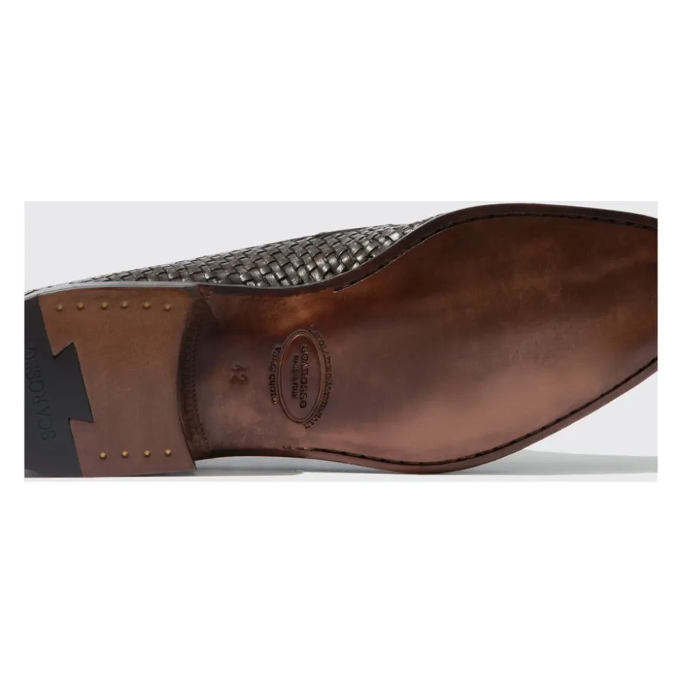 Vintage Brown Woven Calfskin Loafers