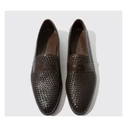 Vintage Brown Woven Calfskin Loafers
