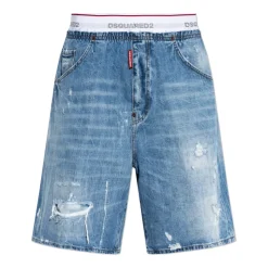 Vintage-Effect Denim Shorts