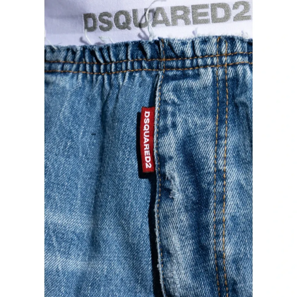Vintage-Effect Denim Shorts