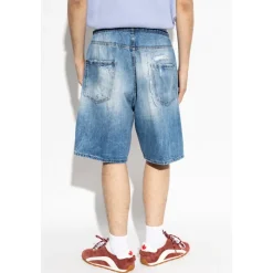 Vintage-Effect Denim Shorts