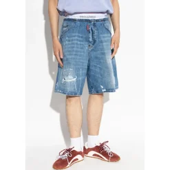 Vintage-Effect Denim Shorts
