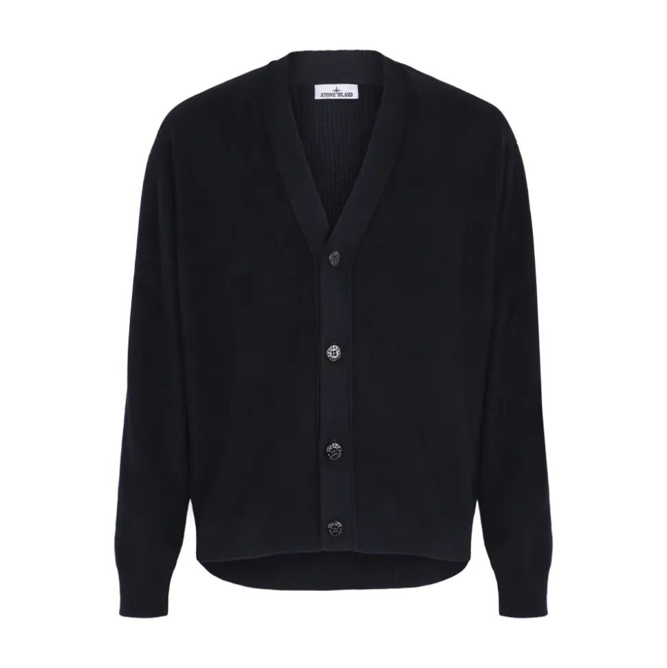 V-neck Cardigan with Buttons and Ribbed Trims