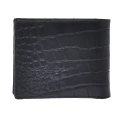 Wallet in black leather with crocodile print
