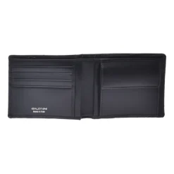Wallet in black leather with crocodile print