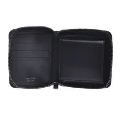 Wallet with zip in black leather with crocodile print