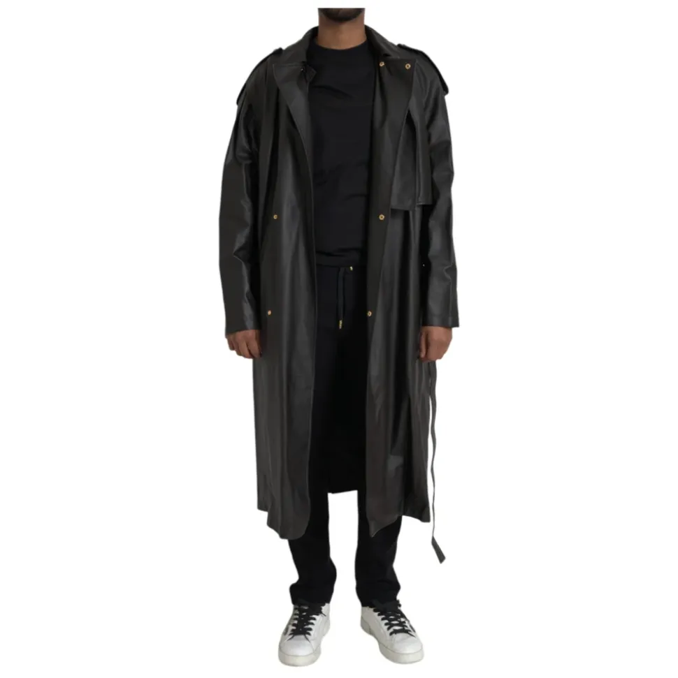 Waterproof Leather Trench Coat Jacket