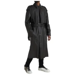 Waterproof Leather Trench Coat Jacket