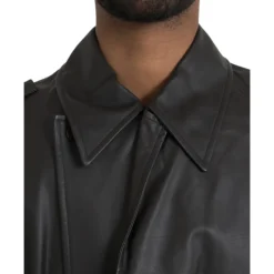 Waterproof Leather Trench Coat Jacket