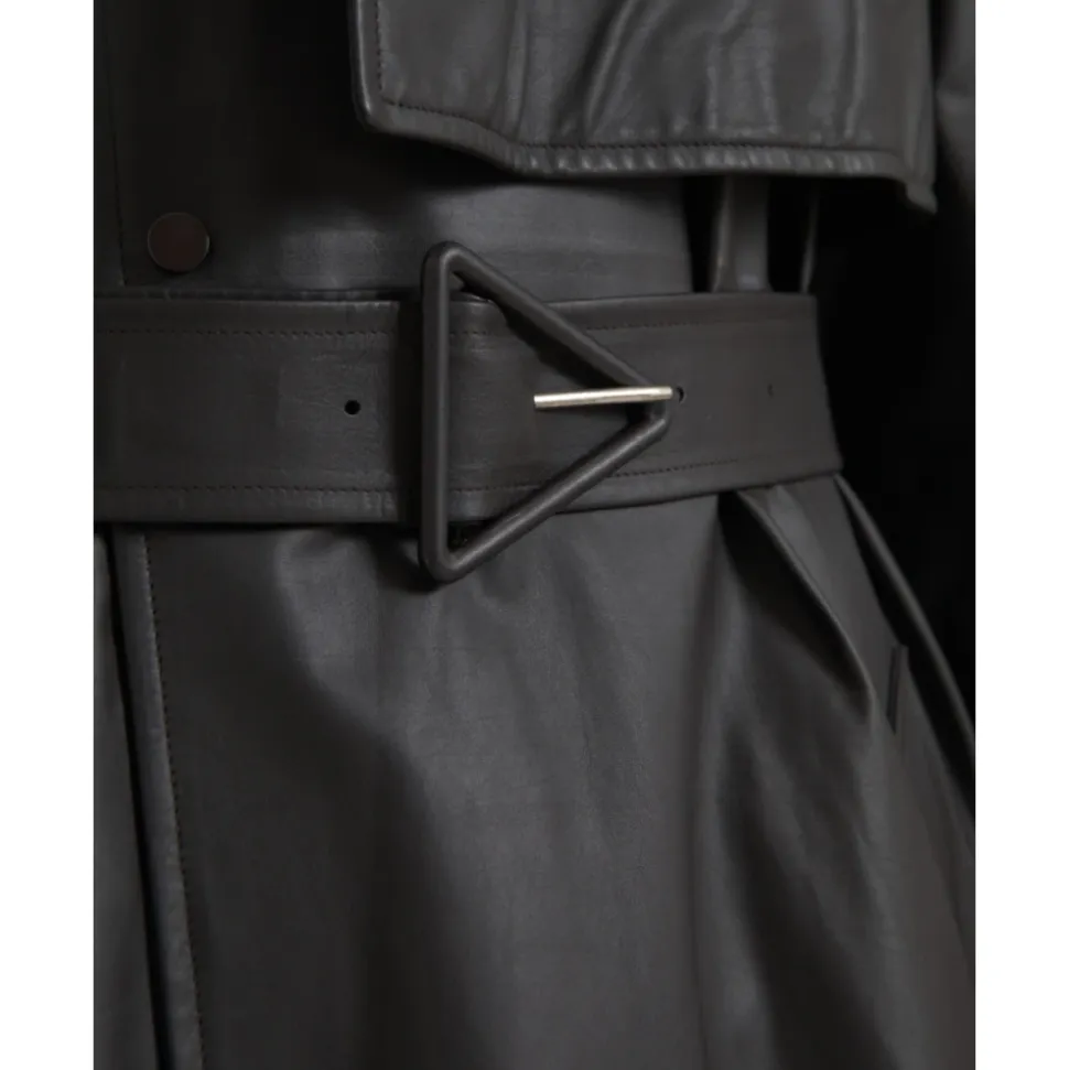 Waterproof Leather Trench Coat Jacket