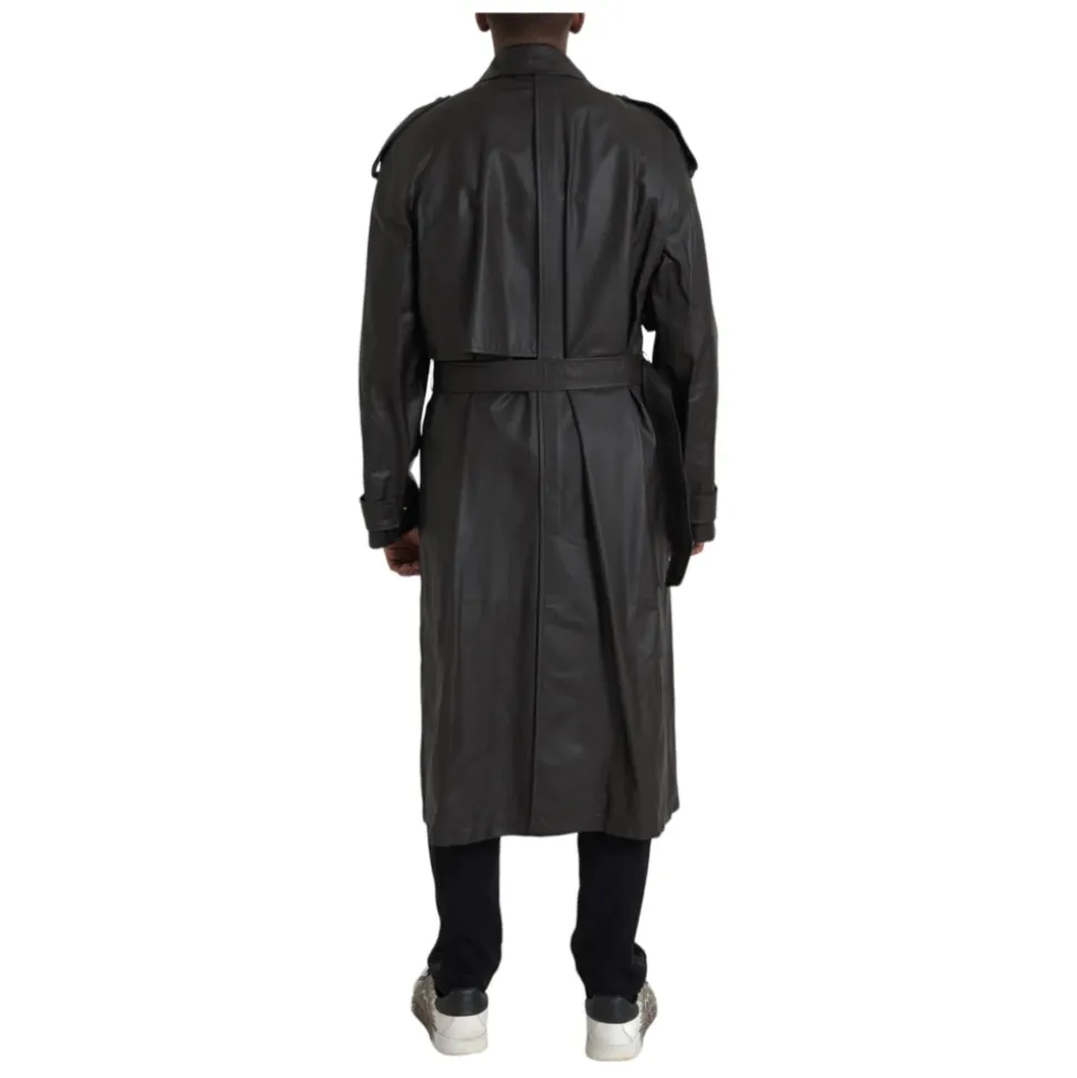 Waterproof Leather Trench Coat Jacket