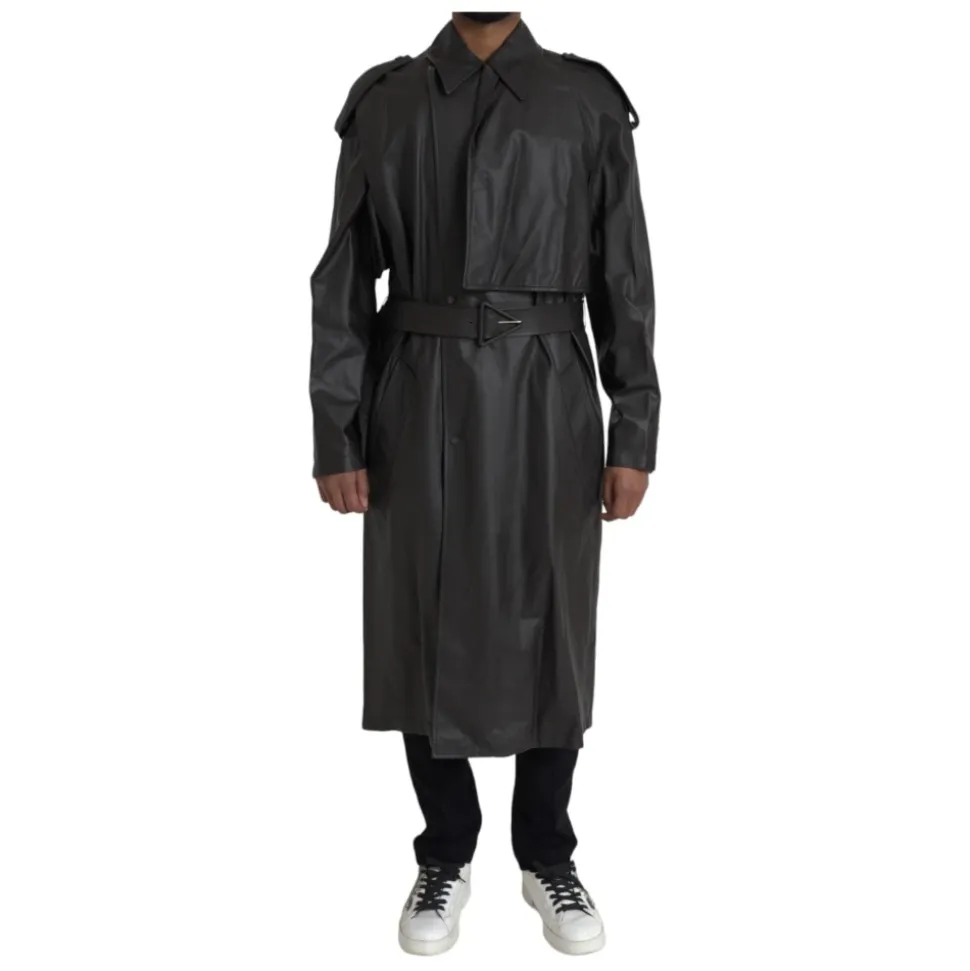 Waterproof Leather Trench Coat Jacket
