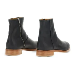 Waxed Leather Zipper Boots