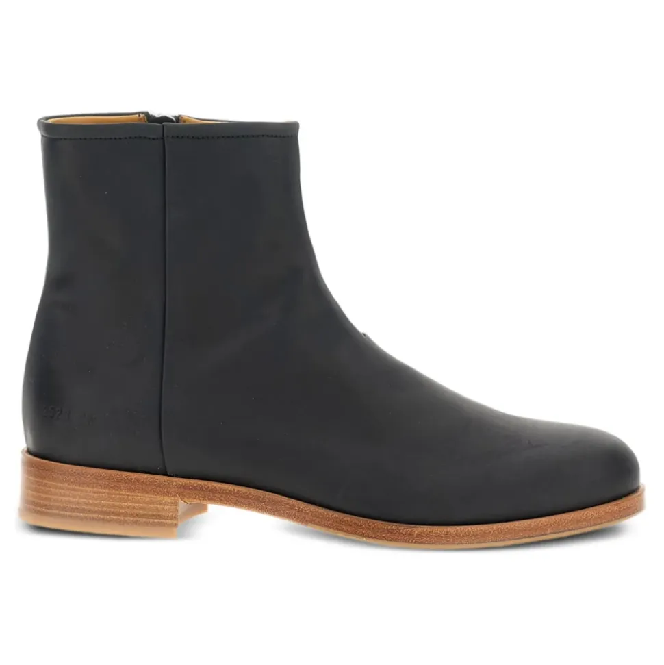 Waxed Leather Zipper Boots