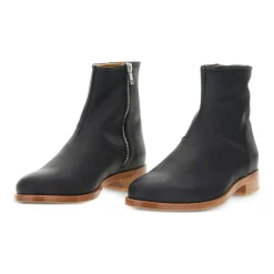 Waxed Leather Zipper Boots
