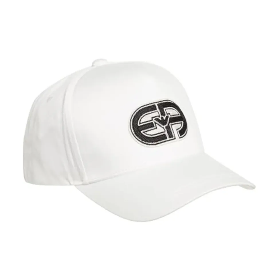 White Baseball Cap with Logo Patch