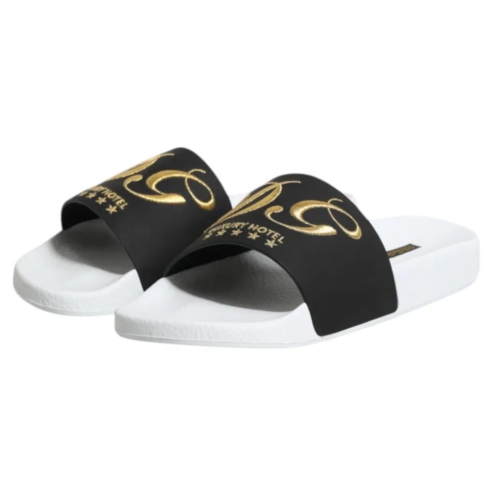 White Black Leather Sandals Beachwear Shoes