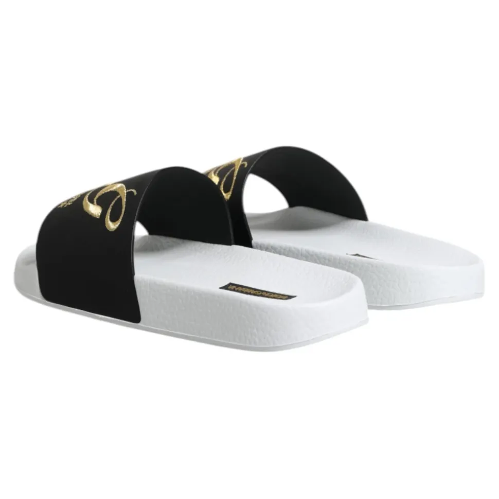White Black Leather Sandals Beachwear Shoes