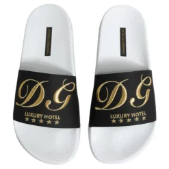 White Black Leather Sandals Beachwear Shoes