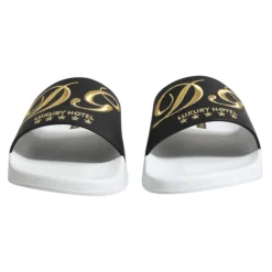White Black Leather Sandals Beachwear Shoes