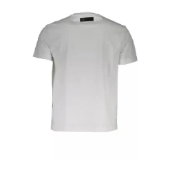 White Cotton V-Neck T-Shirt with Print