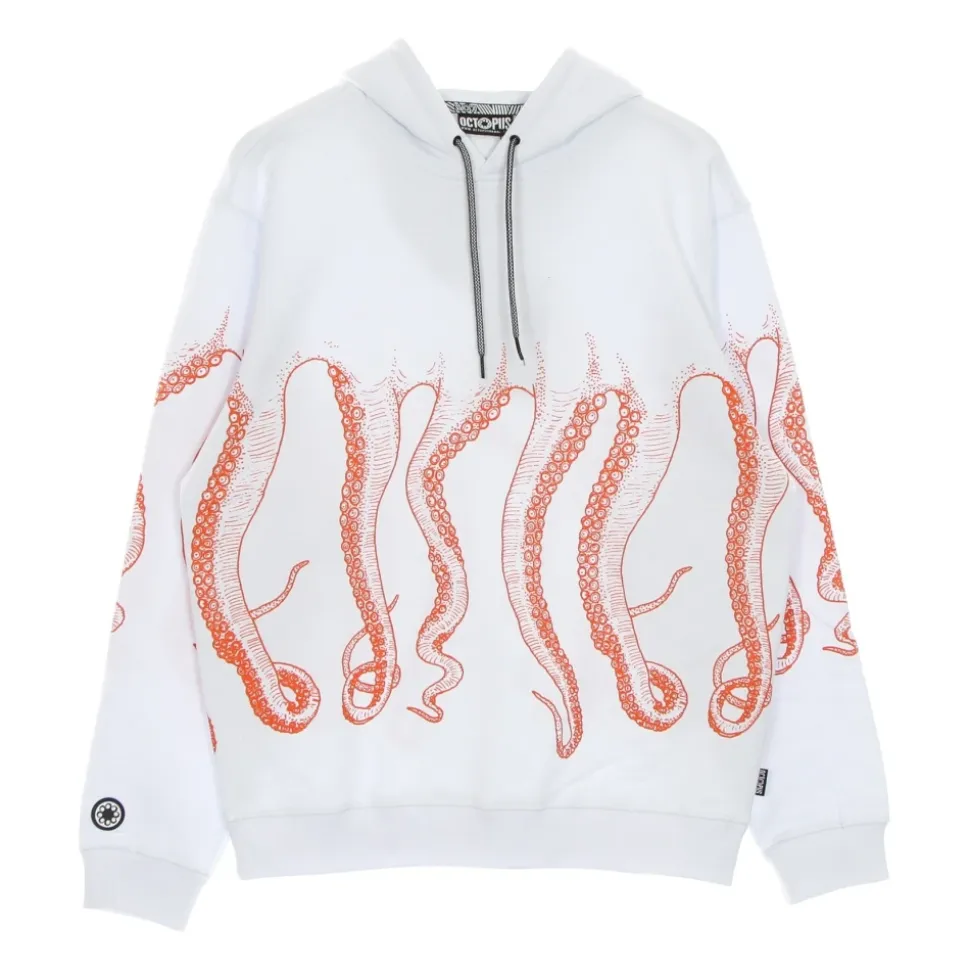White Hooded Sweatshirt Men Outline