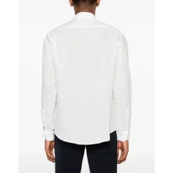White Linen Logo Shirt Classic Collar