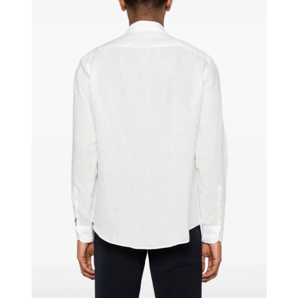 White Linen Logo Shirt Classic Collar
