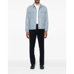White Linen Logo Shirt Classic Collar
