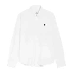 White Poplin Shirt with Logo Embroidery