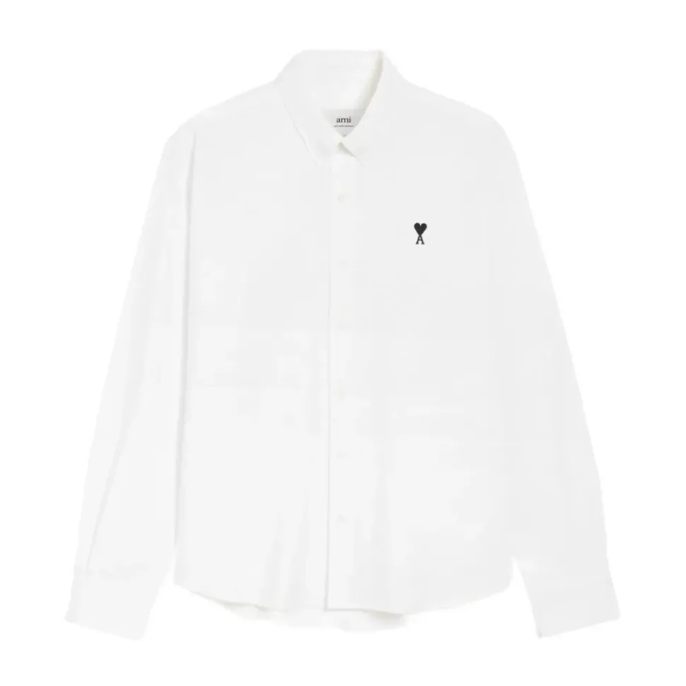 White Poplin Shirt with Logo Embroidery