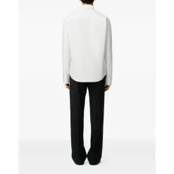 White Poplin Shirt with Logo Embroidery